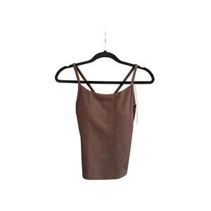 Gigi C Lucille Snakeskin Textured Tank Top in Chocolate Brown